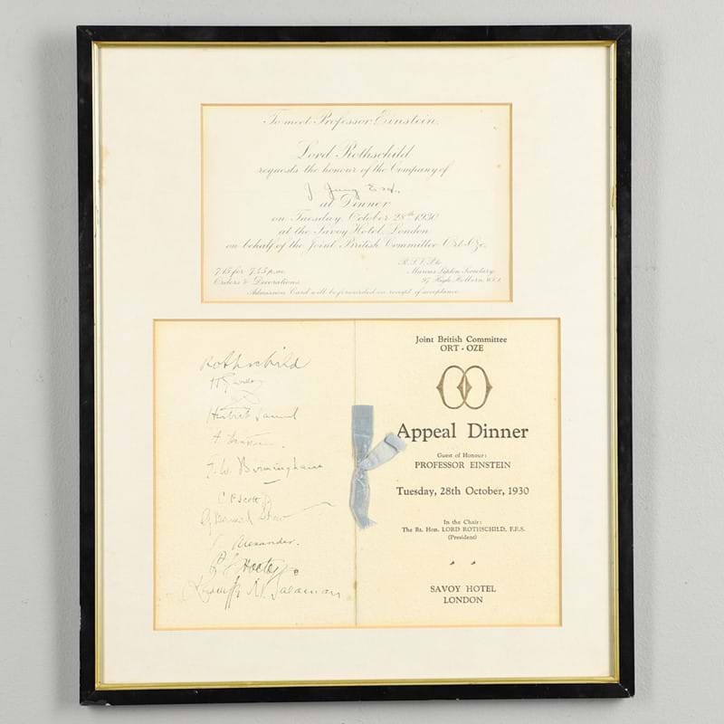 Historic Albert Einstein Signed Menu is Dish of the Day...